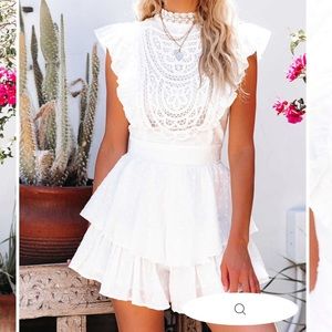 White Crochet romper